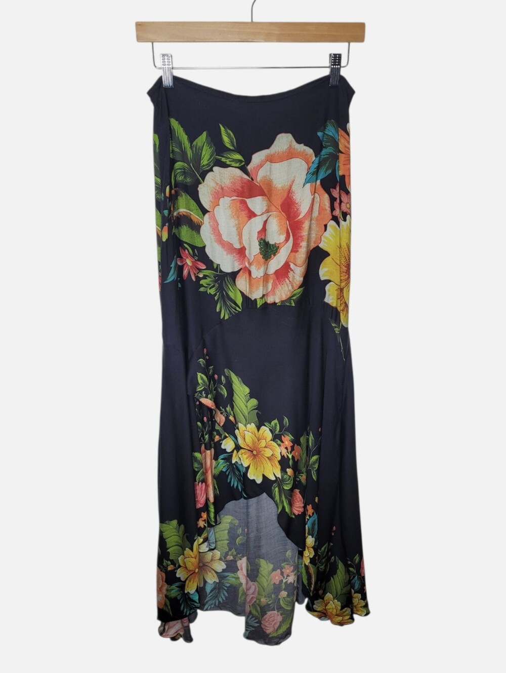 Farm Rio Maxi Skirt S Black Floral